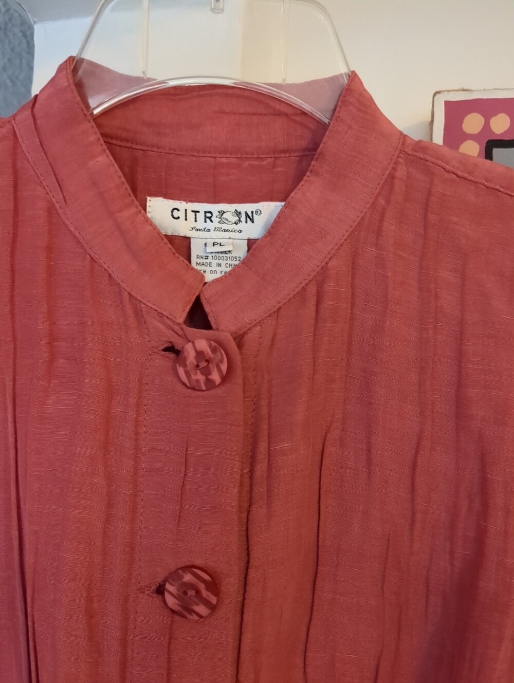 CITRON SANTA MONICA Silk Linen Blend Blouse Button Front Beautiful, lightweight